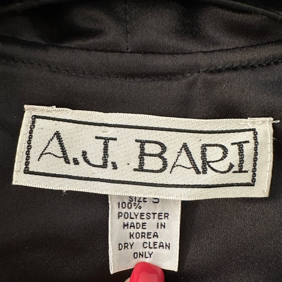 A.J. Bari Black Satin Trench Coat - Picture 3 of 4